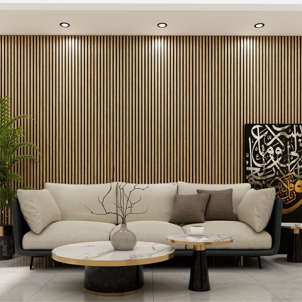 Acoustic Slat Wall Panel | Oak | Premium 3-sided Wood Veneer